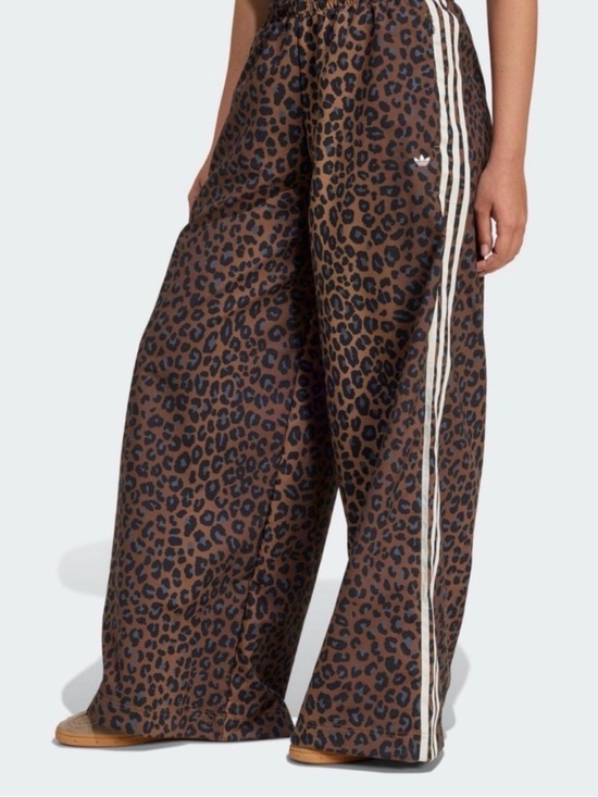 adidas Pants - adidas Leopard-Print Wide Leg Track Pants in Brown and Black